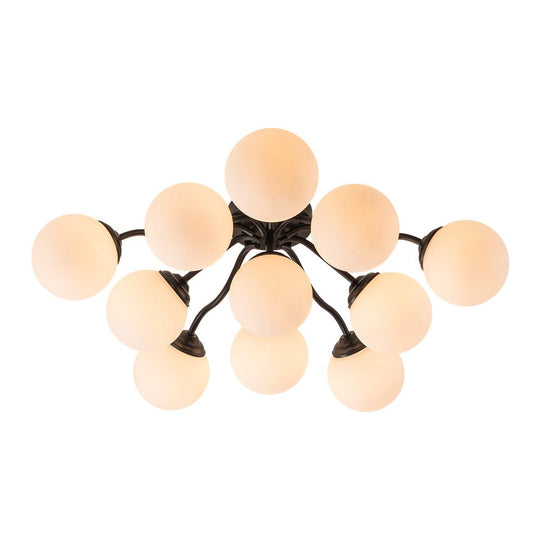 Pendantlightie - Modern Mid - Century Sputnik Glass Globe Semi Flush Mount - Semi Flush Mount - Black - 11Lt