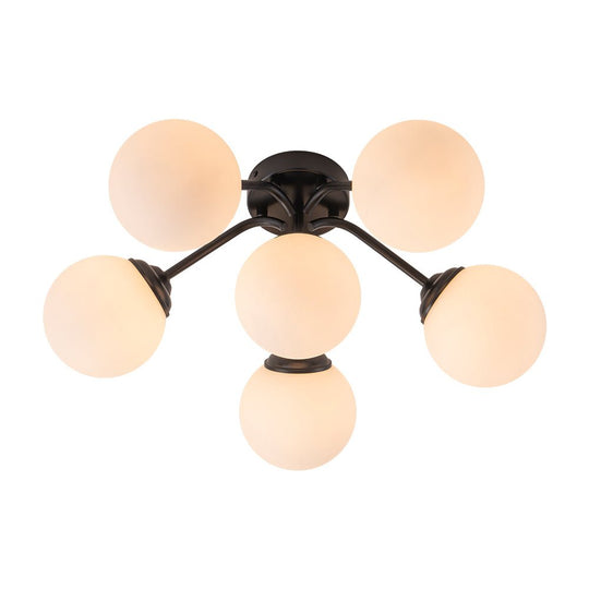 Pendantlightie - Modern Mid - Century Sputnik Glass Globe Semi Flush Mount - Semi Flush Mount - Black - 6Lt