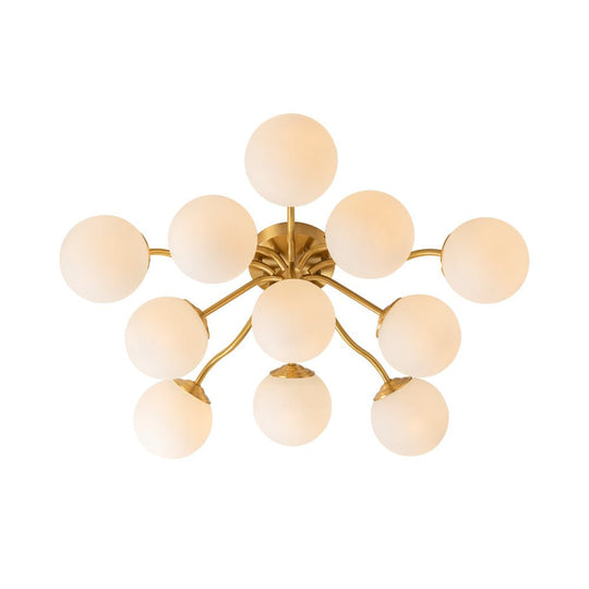 Pendantlightie - Modern Mid - Century Sputnik Glass Globe Semi Flush Mount - Semi Flush Mount - Brass - 6Lt