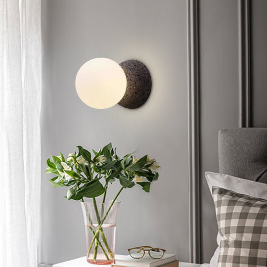 Pendantlightie - Modern Minimalist 1 - Light Frosted Glass Mini Globe Wall Light - Wall Light - Black -
