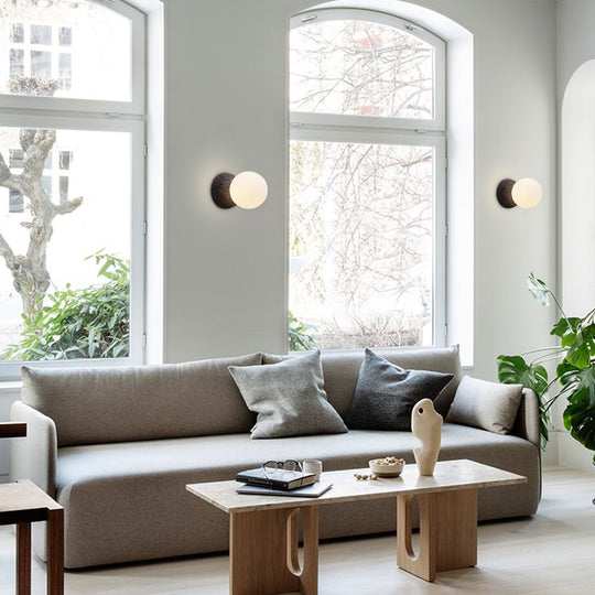 Pendantlightie - Modern Minimalist 1 - Light Frosted Glass Mini Globe Wall Light - Wall Light - Black -