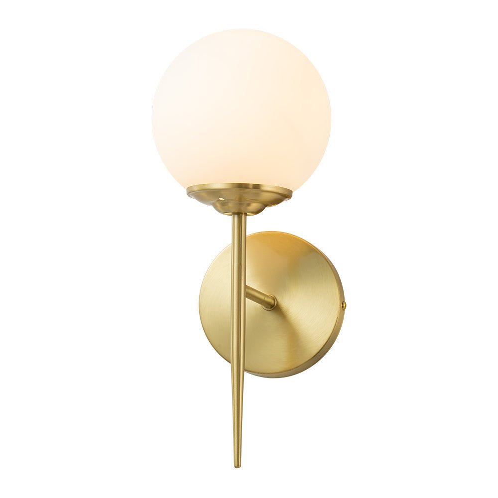 Pendantlightie - Modern Minimalist 1 - Light Milky Glass Globe Wall Light - Wall Light - Brass -