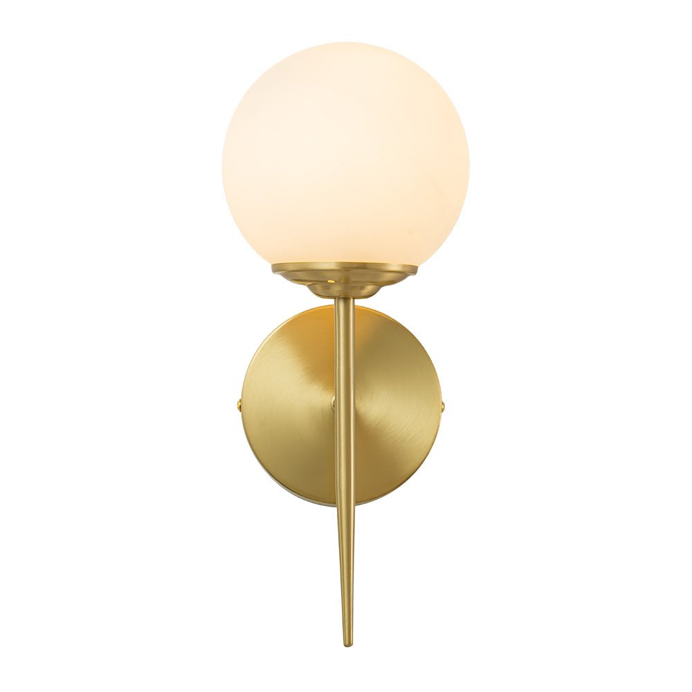 Pendantlightie - Modern Minimalist 1 - Light Milky Glass Globe Wall Light - Wall Light - Brass -