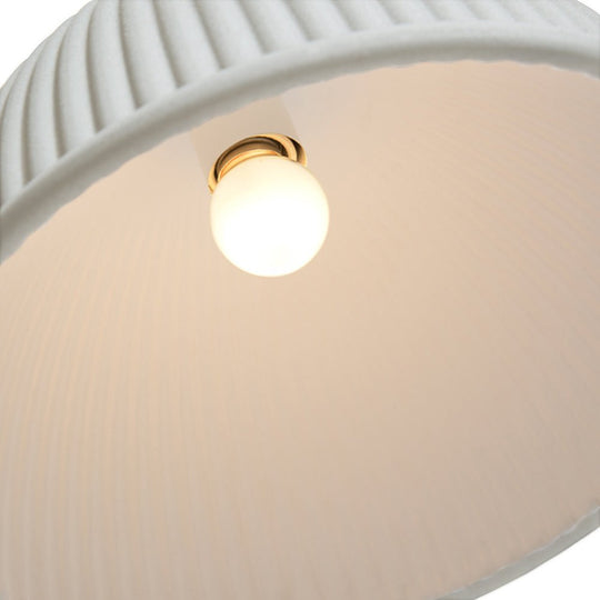 Pendantlightie-Modern Minimalist 1-Light Ribbed Resin Dome Pendant Light-Pendants-White-