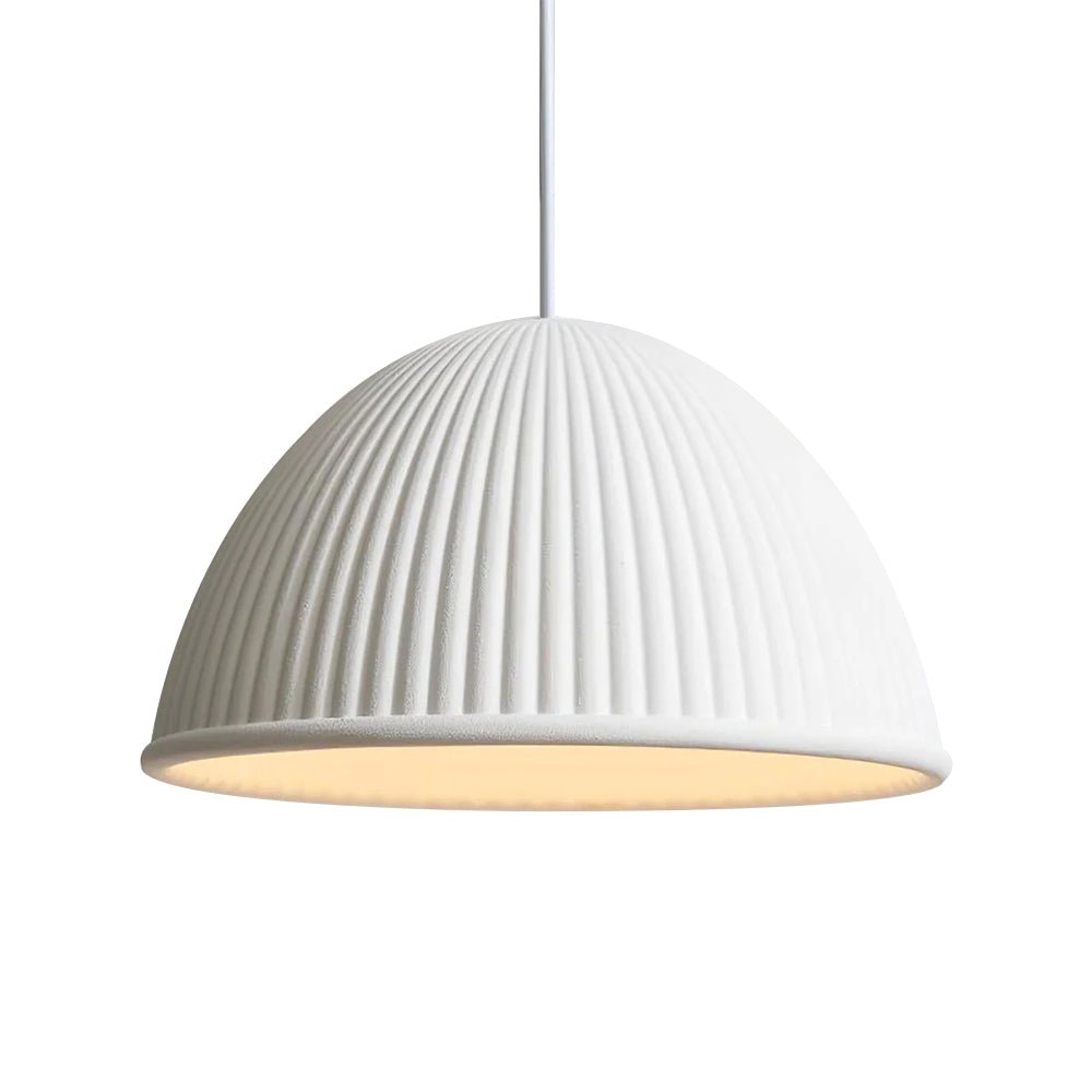 Pendantlightie-Modern Minimalist 1-Light Ribbed Resin Dome Pendant Light-Pendants-White-