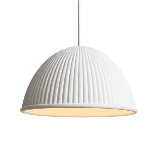 Pendantlightie-Modern Minimalist 1-Light Ribbed Resin Dome Pendant Light-Pendants-White-