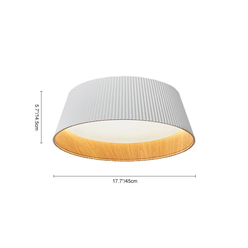 Pendantlightie - Modern Minimalist Wood Grain Conical Led Flush Mount Ceiling Light - Flush Mount - Warm White Light - Black