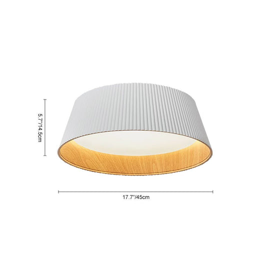 Pendantlightie - Modern Minimalist Wood Grain Conical Led Flush Mount Ceiling Light - Flush Mount - Warm White Light - Black