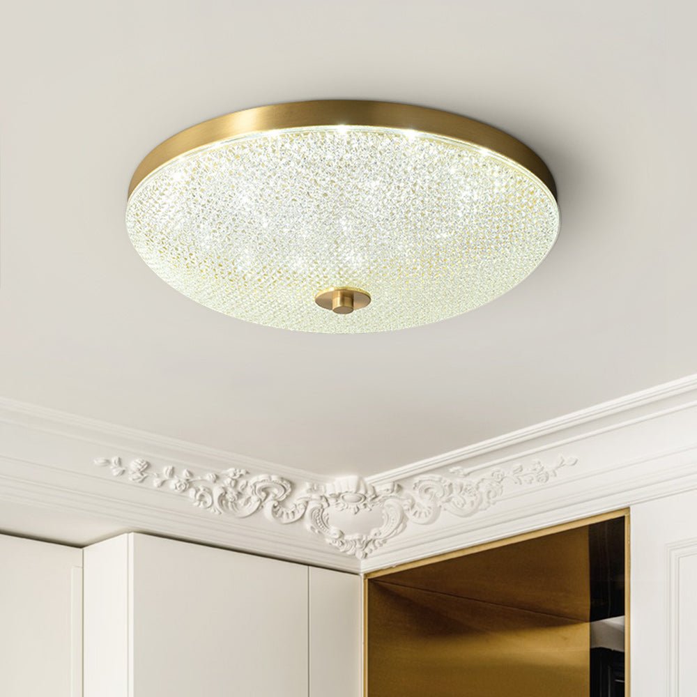 Pendantlightie-Modern Sparking Three-Color Dimmable Led Bowl Flush Mount Ceiling Light-Flush Mount-Brass-