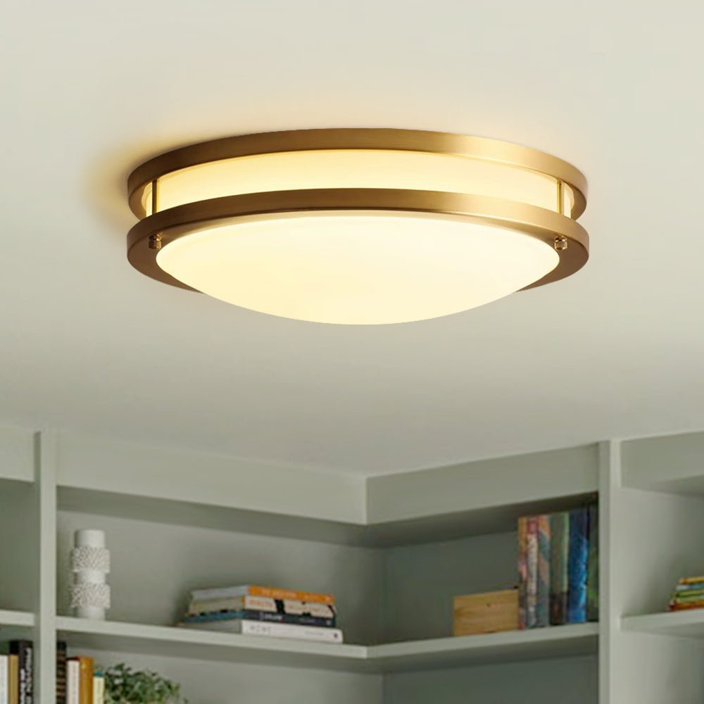Pendantlightie-Modern Three-Color Dimmable Led Bowl Flush Mount Ceiling Light-Flush Mount-Brass-