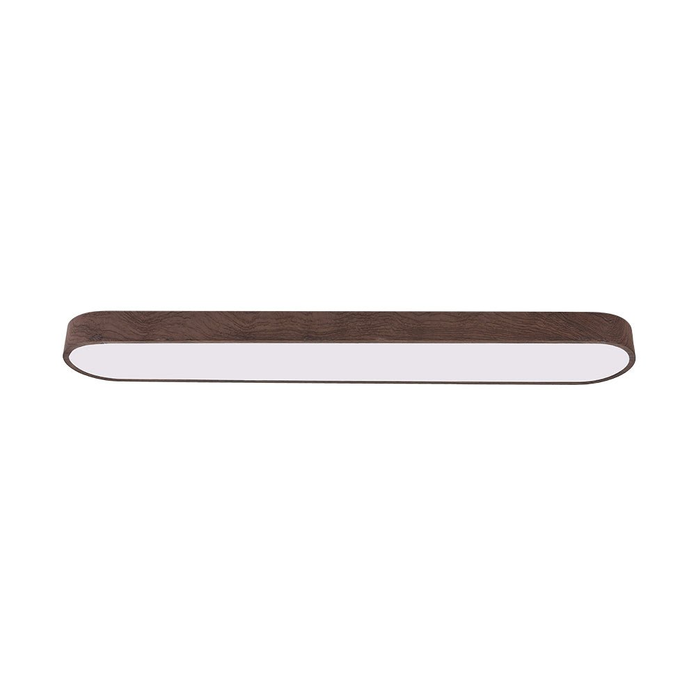Pendantlightie-Nordic 1-Light Oval Shape Led Ceiling Flush Mount With Wood Accent-Flush Mount-Cool White Light-Dark Brown
