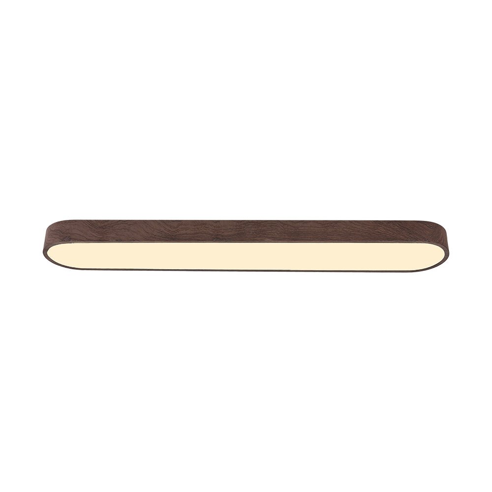 Pendantlightie-Nordic 1-Light Oval Shape Led Ceiling Flush Mount With Wood Accent-Flush Mount-Cool White Light-Dark Brown