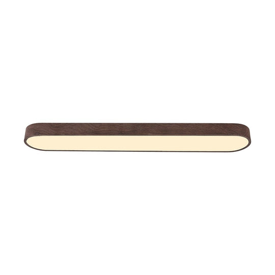 Pendantlightie-Nordic 1-Light Oval Shape Led Ceiling Flush Mount With Wood Accent-Flush Mount-Cool White Light-Dark Brown