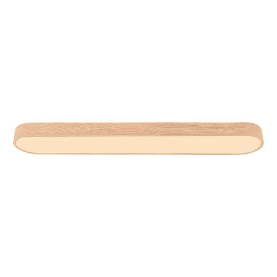 Pendantlightie - Nordic 1 - Light Oval Shape Led Ceiling Flush Mount With Wood Accent - Flush Mount - Cool White Light - Dark Brown