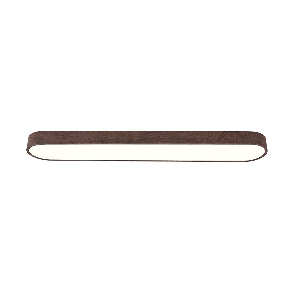 Pendantlightie-Nordic 1-Light Oval Shape Led Ceiling Flush Mount With Wood Accent-Flush Mount-Cool White Light-Dark Brown