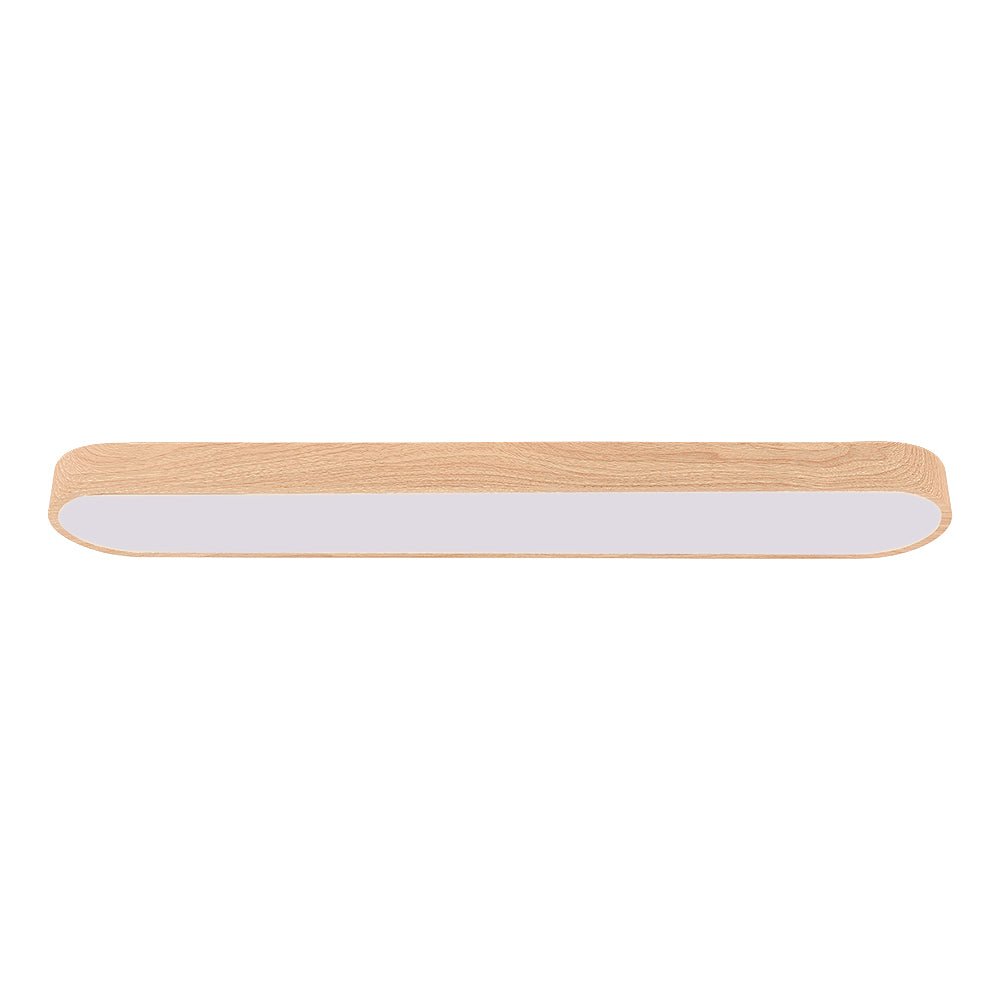 Pendantlightie - Nordic 1 - Light Oval Shape Led Ceiling Flush Mount With Wood Accent - Flush Mount - Cool White Light - Light Brown
