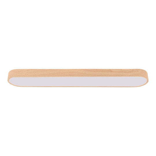Pendantlightie - Nordic 1 - Light Oval Shape Led Ceiling Flush Mount With Wood Accent - Flush Mount - Cool White Light - Light Brown