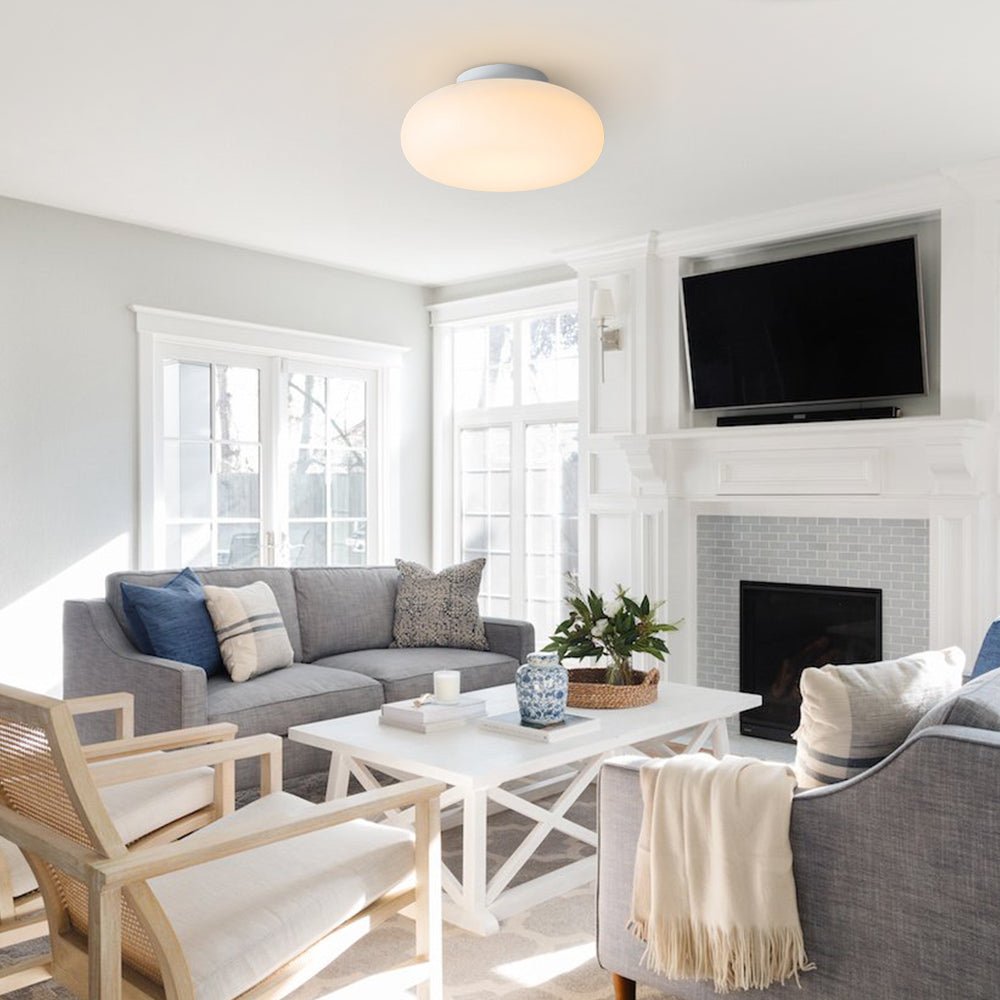 Pendantlightie - Nordic Cream Mushroom Three - Color Dimmable LED Semi Ceiling Light - Semi Flush Mount - Large -