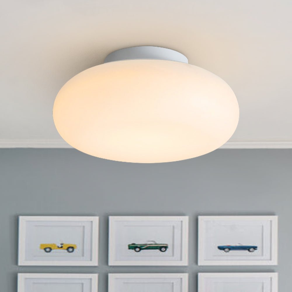 Pendantlightie - Nordic Cream Mushroom Three - Color Dimmable LED Semi Ceiling Light - Semi Flush Mount - Small -
