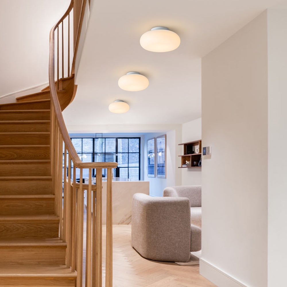 Pendantlightie - Nordic Cream Mushroom Three - Color Dimmable LED Semi Ceiling Light - Semi Flush Mount - Small -