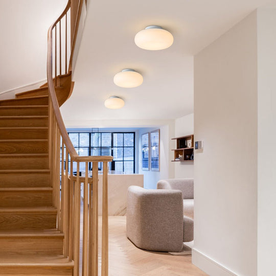 Pendantlightie - Nordic Cream Mushroom Three - Color Dimmable LED Semi Ceiling Light - Semi Flush Mount - Small -