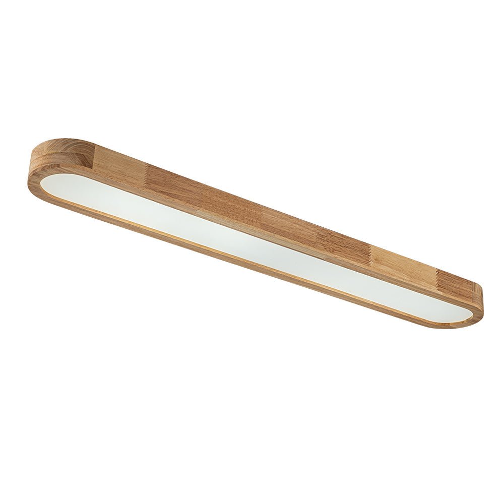 Pendantlightie-Nordic Dimmable Led Oval Wood Ceiling Light-Flush Mount-Dimmable With Remote Control-