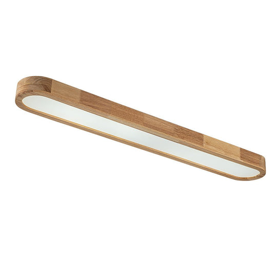Pendantlightie-Nordic Dimmable Led Oval Wood Ceiling Light-Flush Mount-Dimmable With Remote Control-