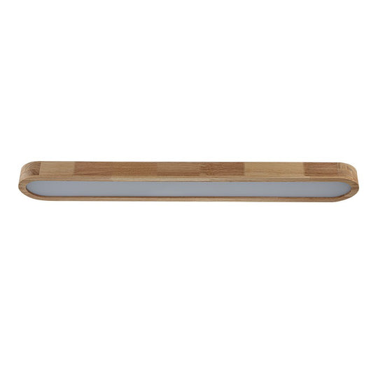 Pendantlightie-Nordic Dimmable Led Oval Wood Ceiling Light-Flush Mount-Dimmable With Remote Control-