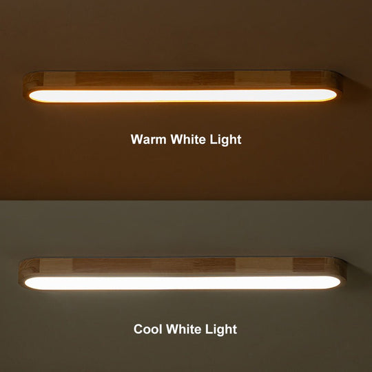 Pendantlightie-Nordic Dimmable Led Oval Wood Ceiling Light-Flush Mount-Dimmable With Remote Control-