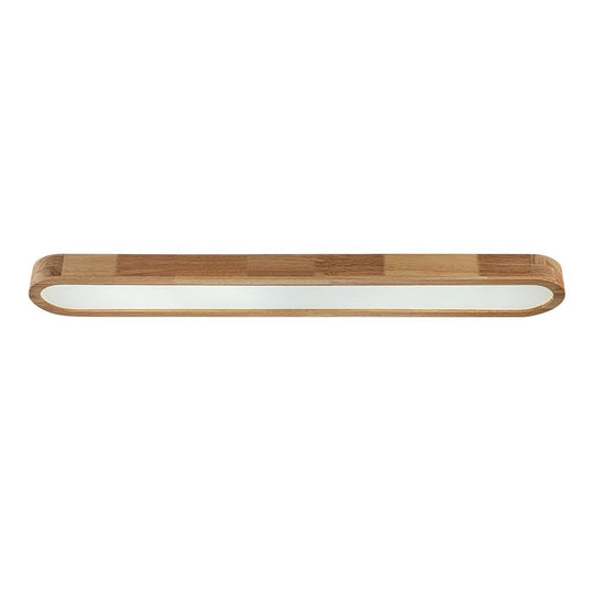 Pendantlightie-Nordic Dimmable Led Oval Wood Ceiling Light-Flush Mount-Dimmable With Remote Control-