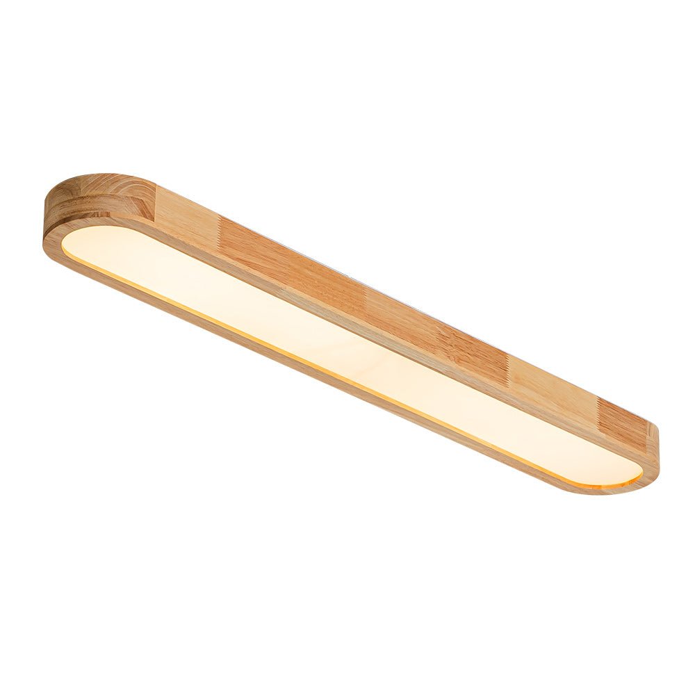 Pendantlightie-Nordic Dimmable Led Oval Wood Ceiling Light-Flush Mount-Dimmable With Remote Control-