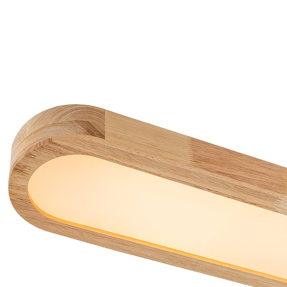 Pendantlightie-Nordic Dimmable Led Oval Wood Ceiling Light-Flush Mount-Dimmable With Remote Control-