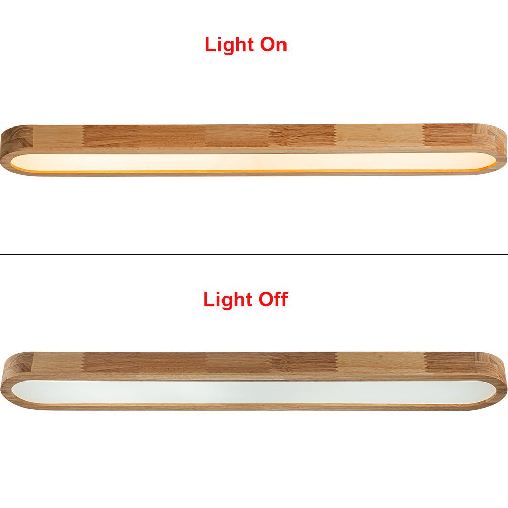 Pendantlightie-Nordic Dimmable Led Oval Wood Ceiling Light-Flush Mount-Dimmable With Remote Control-