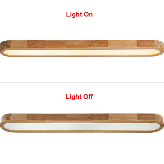 Pendantlightie-Nordic Dimmable Led Oval Wood Ceiling Light-Flush Mount-Dimmable With Remote Control-