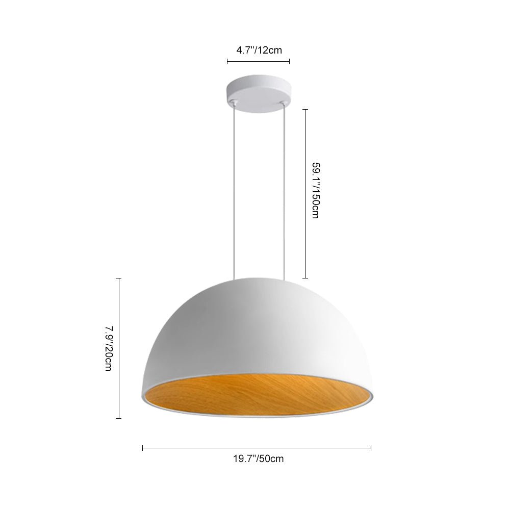 Pendantlightie - Nordic Wood Grain Dimmable Led Dome Pendant Light - Pendants - White -