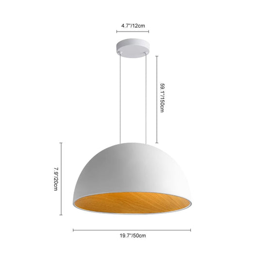 Pendantlightie - Nordic Wood Grain Dimmable Led Dome Pendant Light - Pendants - White -