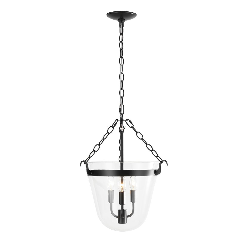 Pendantlightie - Retro 3 - Light Urn Lantern Glass Shade Ceiling Light - Semi Flush Mount - Black -