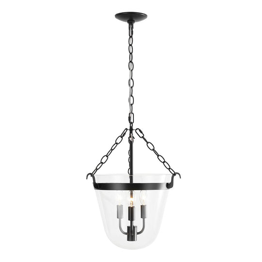 Pendantlightie - Retro 3 - Light Urn Lantern Glass Shade Ceiling Light - Semi Flush Mount - Black -