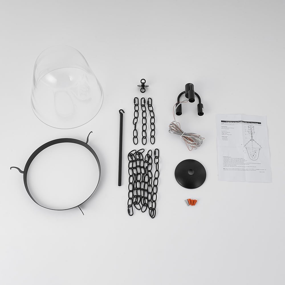 Pendantlightie - Retro 3 - Light Urn Lantern Glass Shade Ceiling Light - Semi Flush Mount - Black -