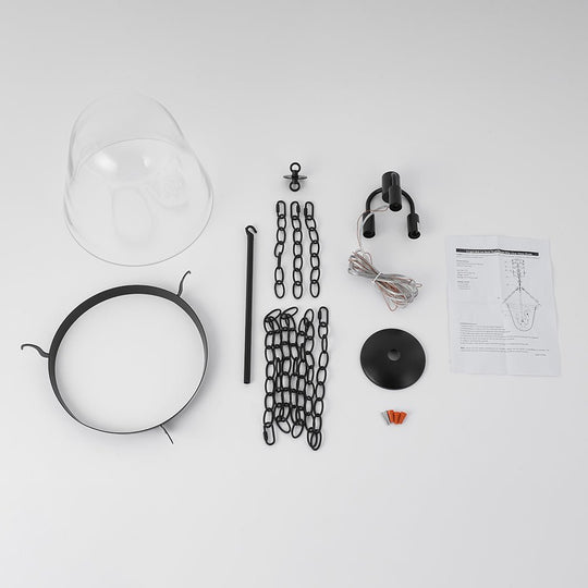 Pendantlightie - Retro 3 - Light Urn Lantern Glass Shade Ceiling Light - Semi Flush Mount - Black -