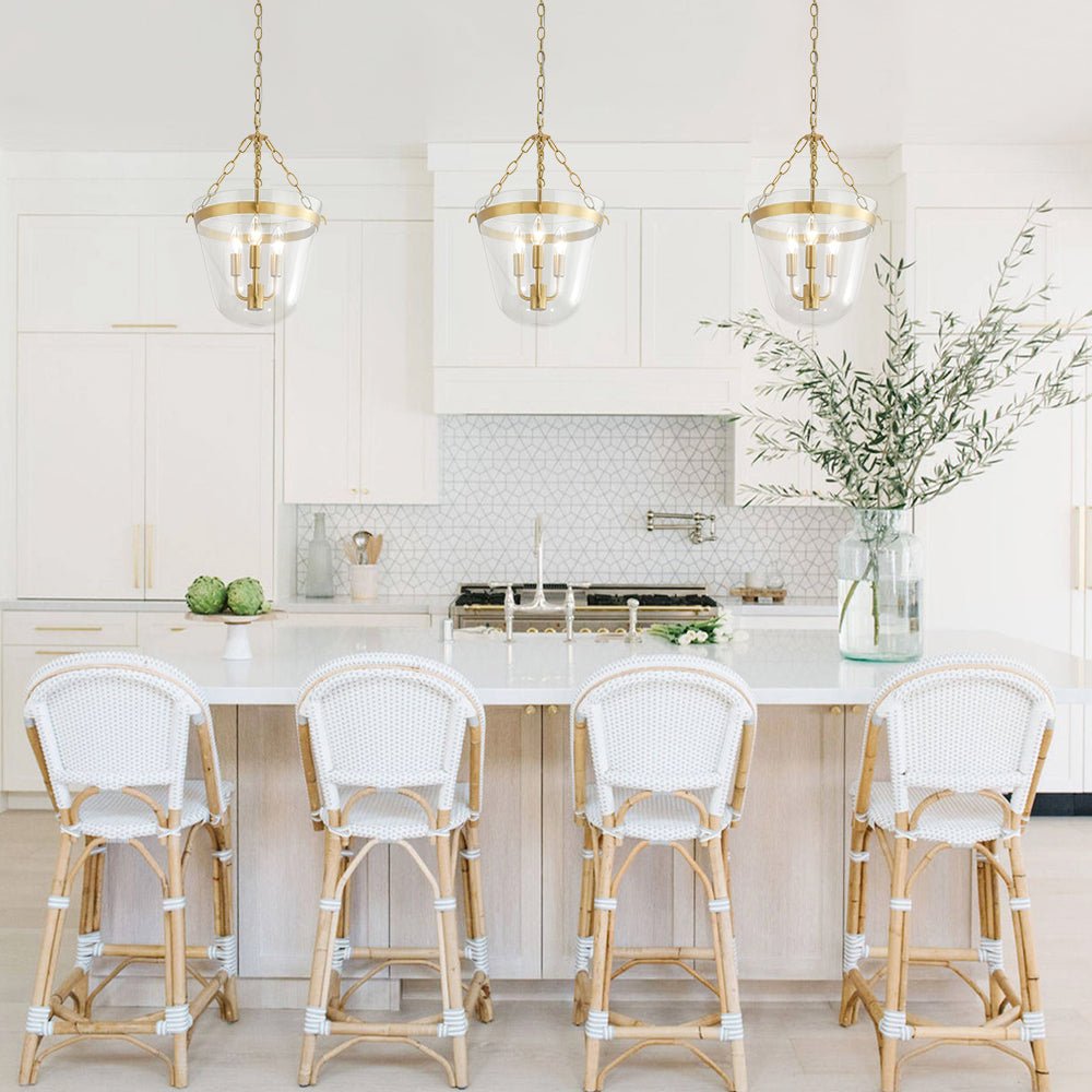 Pendantlightie - Retro 3 - Light Urn Lantern Glass Shade Ceiling Light - Semi Flush Mount - Black -