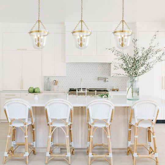 Pendantlightie - Retro 3 - Light Urn Lantern Glass Shade Ceiling Light - Semi Flush Mount - Black -