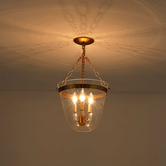 Pendantlightie - Retro 3 - Light Urn Lantern Glass Shade Ceiling Light - Semi Flush Mount - Black -