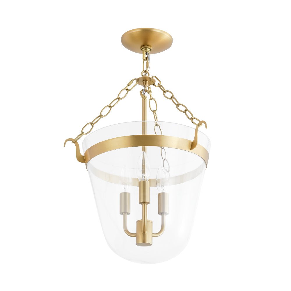 Pendantlightie - Retro 3 - Light Urn Lantern Glass Shade Ceiling Light - Semi Flush Mount - Black -