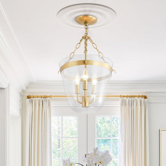 Pendantlightie - Retro 3 - Light Urn Lantern Glass Shade Ceiling Light - Semi Flush Mount - Gold -