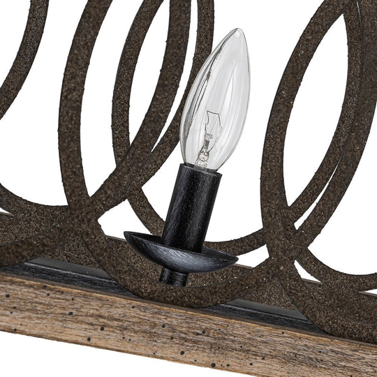 Pendantlightie - Rustic 3 - Light Grill Frame Wood Kitchen Island Rectangular Chandelier - Chandeliers - 3Lt -