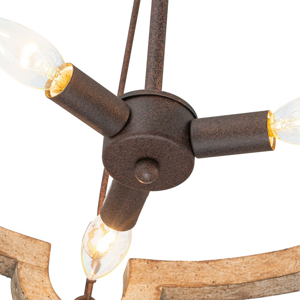 Pendantlightie - Rustic 3 - Light Open Cage Drum Farmhouse Wooden Lantern Pendant - Pendants - 3Lt -