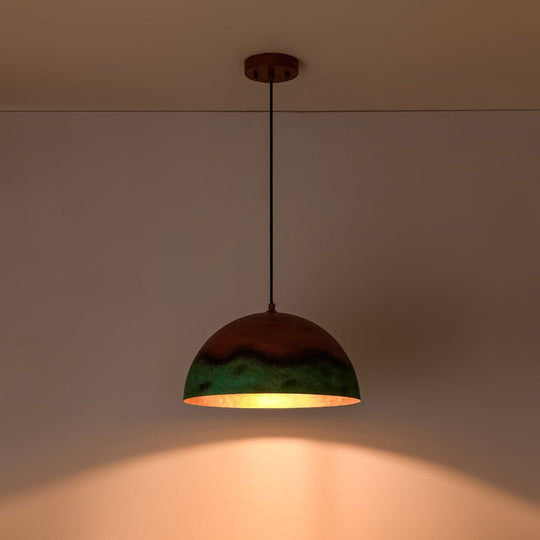 Pendantlightie - Rustic Farmhouse 1 - Light Copper And Green Paint Dome Pendant - Pendants - 23.6 in (60 cm) -