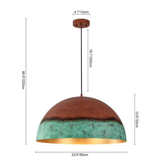 Pendantlightie - Rustic Farmhouse 1 - Light Copper And Green Paint Dome Pendant - Pendants - 23.6 in (60 cm) -