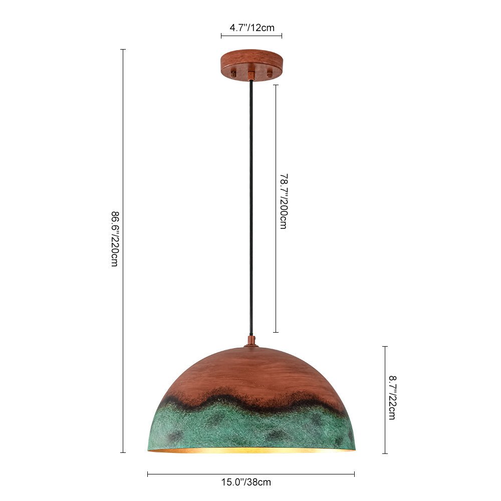Pendantlightie - Rustic Farmhouse 1 - Light Copper And Green Paint Dome Pendant - Pendants - 23.6 in (60 cm) -